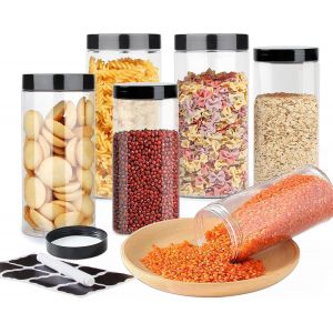 6Pcs Boite a Farine,Boite a Cereales,Boite Rangement Plastique Cuisine,Bocal spaghetti,Boite plastique alimentaire pour céréales,farine,sucre,céréales dans la cuisine - Neuf