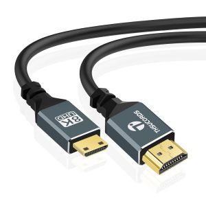 KALANKA-Ultra Fin 8K 4K Câble Mini HDMI vers HDMI 1M, Flexible Doux&Extra Slim Mini HDMI 2.1 haute vitesse 48Gbit/s 4K@120 Hz Compatible avec Appareil photo, Caméscope, Tablette et carte - Neuf