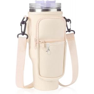 nzqaf-Sac Isotherme Bouteille, Porte-Bouteille d'eau avec Sangle, Bandoulière Réglable et Pince à Mousqueton pour Bouteille d'eau,pour la Randonnée et Le Voyage - Neuf