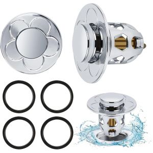 2 Pièces Bonde de Lavabo Universel Pop Up,Bonde de Lavabo Pop-Up avec Filtre Anti-Clogging,Flitre de Vidange Anti-Bloqué,Bouchon Baignoire pour Lavabo Cuisine,Flitre Cheveux-Orifice - Neuf