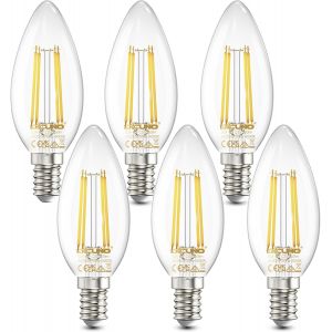 Ampoule Led E14,Blanc Neutre 4000k,4w Ampoule Led Flamme &Eacute;quivalent 40w Incandescence,550lm,Non-Dimmable,Vintage Filament En Forme De Bougie Pour Lustre Et Plafonnier,6 Pi&egrave;ces - Neuf