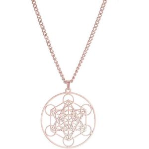 Kal-Pendentif M&eacute;tatron En Acier Inoxydable - Couleur : Argent&eacute; - Avec Cha&icirc;ne Dans Une Bo&icirc;te &Agrave; Bijoux - Spiritualit&eacute; Chance &Eacute;nergie M&eacute;taphysique - Neuf