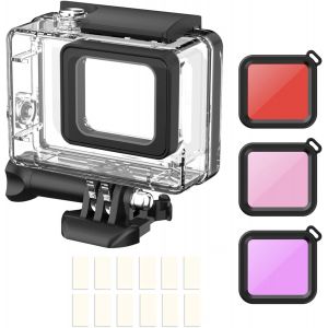 Bo&icirc;tier &eacute;tanche de Rechange avec filtres Rouges et Inserts antibu&eacute;e Compatible avec Gopro Hero 7Black/ (2018) / 6/5, Coque de Protection pour la plong&eacute;e - Neuf