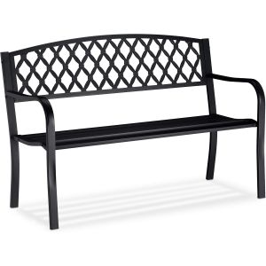 Ulteronixshop-Jardin, Banc Ext&eacute;rieur, Balcon, 2 Places, Fer, Tress&eacute;, Fonte, Acier 86,5x127,5x58,5 Cm, Noir - Neuf