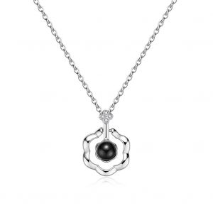 Collier Pendentif En Forme De Fleur, Collier De Projection, 100 Langues, Je T'aime, Bijoux Cadeau (Argent) - Neuf