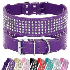 Collier Tendance En Cuir Pu Avec Strass Pour Grands Chiens, Largeur 5 Cm - Neuf