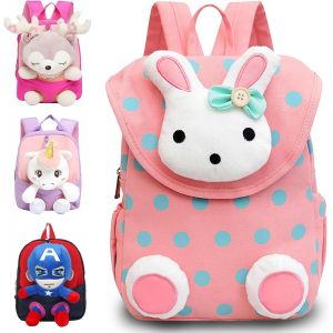 Sac à Dos Peluche pour Enfant 2 en 1 Avec Peluche 25cm,Dos Souple & Sangles Réglables,Mini Cartable Mignon de Voyage et Doudou,Pour Maternelle 2-6 ans Fille & Garçon[T475] - Neuf