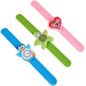 3 Pcs Silicone Slap Bracelet Montres Dessin Anim&eacute; Style Slap-On Montres Machines &Agrave; Remonter Le Temps Jouets Cadeaux Pour Les Enfants - Neuf