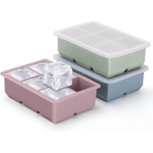 Tianyi-Lot De 3 Grands Bacs À Glaçons Carrés En Silicone À 6 Cavités Avec Couvercle, Réutilisables Pour Whisky, Cocktails Et Boissons - Neuf