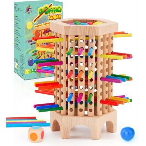 Jeu Montessori 3 4 5 6 Ans, Jeux De Plateau Enfants Avec 36 Bâtonnets Colorés Et Dés, Jeux De Tour En Bois Pour Garçons Filles 3 Ans, Jeu De Famille Éducatif De Voyage[Z1332] - Neuf