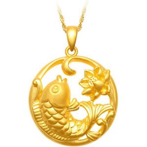 Kal-Hommes Femmes Lotus Poisson Pendentif Collier Sabl&eacute; Personnalis&eacute; Koi Fish Fleur Punk Cha&icirc;ne Bijoux - Neuf