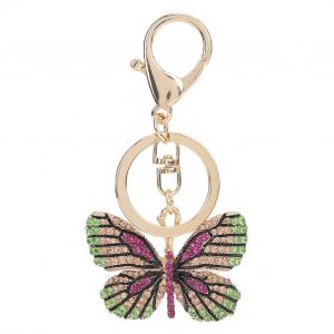 Porte-Cl&eacute;s Papillon En Alliage De Zinc Strass Pendentif De Mode Scintillant Pour Sac &Agrave; Dos Walletred Violet - Neuf