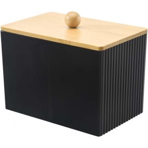 Porte-disques d&eacute;maquillants et coton Fioc - Bo&icirc;te transparente - Noir - Neuf