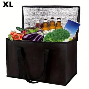 Sac Isotherme Xl/Grand Format : Garde Les Aliments Chauds Et Froids Pendant Des Heures - Sac Cabas R&eacute;utilisable, Sac Isotherme Souple, Fermeture &Eacute;clair L&eacute;g&egrave;re Et Robuste - Neuf