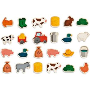 ERYI-- 24 Magnets Ferme - Animaux De La Ferme - Jouet En Bois - Jeu Éducatif Magnétique, Pour Manipuler, Expérimenter Et S¿Amuser - Dès 2 Ans, J08157 - Neuf