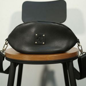 Sac de rugby en cuir Crazy Horse noir pour homme, petit sac oblique vintage en cuir véritable, sac à bandoulière décontracté en cuir de vache pour homme - Neuf