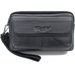 Cuir Sac &Agrave; Main Portefeuille Pour Hommes Femmes Affaires Voyage Ext&eacute;rieur Fanny Pochette Embrayage Sac Argent Monnaie Plusieurs Pochette Noir - Neuf