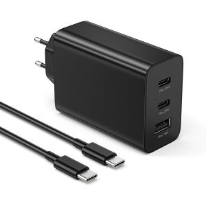 JGD-Chargeur Compatible avec Samsung USB C Chargeur Rapide 3 Ports 1x USB-C 65W, 25W, 1x USB-A 15W, avec c&acirc;ble Double C de 1,8 m EP-T6530 EP-T6530NBEGWW Alimentation PD 3.0 - Neuf