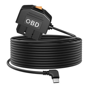JGD-3.5m C&acirc;ble D'alimentation OBD pour Cam&eacute;ra Embarqu&eacute;e Type C OBD2,12V-36V Adaptateur de Kit C&acirc;blage Dashcam 90&deg; USB C Connecteur Chargeu 5V/3A avec Interrupteur (Surveillance 24 Heures/Mode Acc) - Neuf