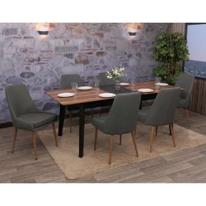 Lot de 6 chaises de salle &agrave; manger HWC-O27, chaise de cuisine rembourr&eacute;e Chaise, tissu/textile (280g/m&sup2;) m&eacute;talgris fonc&eacute; - Neuf