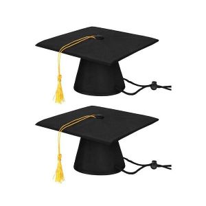 Lot De 2 &Eacute;l&eacute;gantes Casquettes De Remise De Dipl&ocirc;me Noires Pour Animaux De Compagnie &iquest; Adorables Accessoires De D&eacute;guisement Avec Pompons Pour C&eacute;l&eacute;brer Les R&eacute;ussites - Neuf