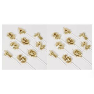 Lot De 2 Bougies D'anniversaire Dor&eacute;es Num&eacute;ro 0-9, Bougies Pour G&acirc;teau D'anniversaire, D&eacute;coration De G&acirc;teau, F&ecirc;te D'anniversaire, Mariage, Anniversaire, Fournitures De C&eacute;l&eacute;bration - Neuf