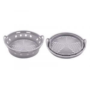 Revêtement rond en silicone pour friteuse à air, réutilisable et pliable, gris, diamètre 21,6 cm - Neuf