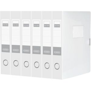Lot De 6 Bo&icirc;tes De Classement A4 En Plastique Avec Couvercle&iquest;Dos De 75 Mm &iquest;Bo&icirc;te De Rangement Pour Bureau, Dortoir Et Maison-Noir - Neuf