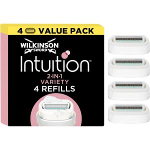 Recharges De Lames De Rasoir Pour Femmes Intuition 2-En-1 Ultra Moisture, Rasage, Enrichi Au Beurre De Karit&eacute;, Rasoir Pour La Routine De Soin, Pack De 3 Recharges + 1 Gratuite - Neuf