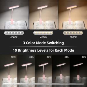 Lampe De Lecture Rechargeable Avec Câble De Type-C, Liseuse Lampe Clip [3 Couleurs Et 10 Luminosités] Mini Veilleuse Flexible À Col De Cygne Et À Pince Pour Les Enfants - Neuf