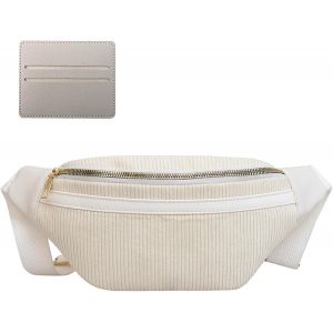 JEXNOVASHOP-Sac Banane en Velours C&ocirc;tel&eacute;,Sac Banane Zipp&eacute;es Et Bandouli&egrave;re Poche Poitrine Id&eacute;ale pour Femme Et Fille pour Sports De Plein Air Voyage en Course &agrave; Pied pour Femme Gar&ccedil;on Et Adolescent B - Neuf