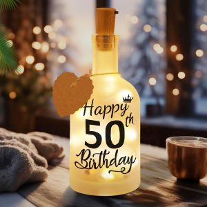 Lampe Led En Forme De Bouteille Avec Inscription En Allemand - Cadeau D'anniversaire Pour Femme Et Homme - Cadeau D'anniversaire 50 Ans - D&eacute;coration Pour 50e Anniversaire - Veilleuse D&eacute;corative - Neuf