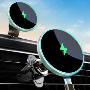 Support T&eacute;l&eacute;phone Voiture Chargeur Induction Magsafe, Rotation &agrave; 360&deg; Magn&eacute;tique pour iPhone 16/15/14/13/12 s&eacute;ries - Neuf