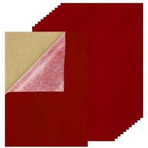 12 Pièces Feuilles De Feutre Auto-Adhésif Tissu Feutre Auto-Adhésif En Velours Pour Décoration Intérieure Boîtes À Bijoux Et Doublures De Tiroir Fabrication Art Et Artisanat (Rouge) - Neuf