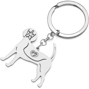 KAL-Porte-Cl&eacute;s Chien Acier Inoxydable Portefeuille Porte-Cl&eacute;s Voiture Bijoux Animaux Amoureux Chiens Cadeaux Femme Filles Porte-Cl&eacute;s Chien - Neuf