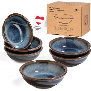 Mevronisshop-6 X Bols À Sauce ""Enra"", Faits À La Main À Partir De Céramiques Fines (Gris-Bleu) Bols À Trempette, Bols À Sauce Soja, Bols À Sushi, Bols À Epices Pour Amuse-Gueules, Bols À Confiture - Neuf
