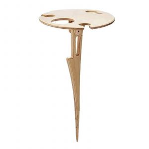 Ext&eacute;rieure Vin De Table Avec Boucle Ronde En Haut, Portable En Bois, Table De Pique-Nique Avec Verre &Agrave; Vin Rack Et Un Porte-Bouteille Pour Le Camping Et La Plage - Neuf