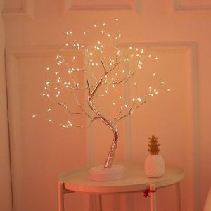108 LED Firefly Bonsa&iuml; Cha&icirc;ne de Lumi&egrave;res Artificielles de F&eacute;es Arbre USB, Aliment&eacute; par Batterie, Commutateur de Contact de Blanche Lumi&egrave;re Chaude - Neuf