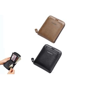Lot de 2 portefeuilles &agrave; deux volets avec protection RFID, fermeture &eacute;clair et porte-cartes pour homme - Neuf