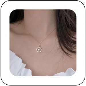 Kal-Collier Soleil Boho Choker Collier Pendentif Boussole Vintage Or Minuscule Disque Strass Breloque Choker Pave Cristal G&eacute;om&eacute;trique Collier Pendentif Rond Bijoux Pour Femmes Et Filles - Neuf