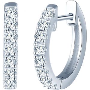 Kal-Boucles D'oreilles Créoles En Argent 925 Pour Femme - 14 Mm - Grandes Boucles D'oreilles En Zircone - Cadeau Pour Femme, Petite Amie, Femme, Adolescente, Anniversaire, Fête Des Mères, Mariage, - Neuf