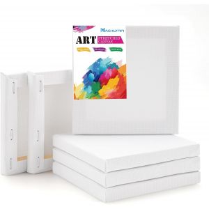 Meimie-Lot De 6 Toiles À Pein E-En Coton Blanc-Pour Pein E-Châssis-Blanc-Tableau D'artiste Pour Peinture Acrylique À L'huile-Panneaux De Toile(10,16 X 10,16 Cm) - Neuf