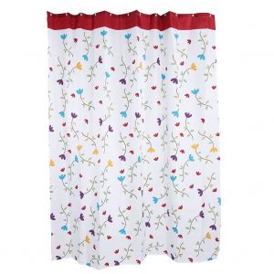 HJLIAN Rideau de douche impermeable a motif floral avec crochets de suspension #3 - Neuf