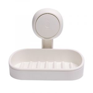 Blanc Porte Savon à Ventouse sans Perçage & Réutilisable 1 Seconde d'Installation, Charge 5KG pour Carrelage Paroi de la Douche Salle de Bain - Neuf