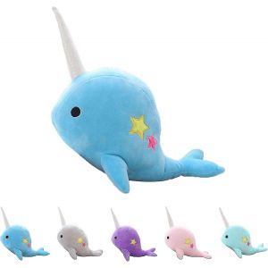 Adorable Peluche Narval Vert Clair Et Bleu Sarcelle, Adorable Baleine Douce En Peluche Pour Bebes, Enfants Et Tout-Petits - Neuf