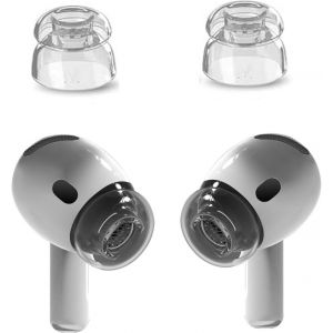 Embouts de Rechange pour Airpods 3&4 avec Trou de Réduction du Bruit,Bouchons d'oreille de Remplacement en Silicone Souple Antidérapant avec Boîte de Rangement Portable(Transparent White,S) - Neuf