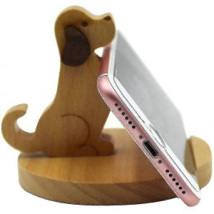 Support de téléphone et de tablette en bois avec un design de chien mignon,support de bureau pour accessoires de bureau à domicile - Neuf