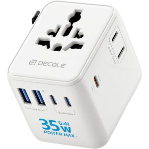 JGD-Adaptateur Prise Universelle, Adaptateur Voyage International avec 3 USB-C(GaN 35W), 2 USB-A &iquest; 2 AC, Concerner France vers USA, UK, EU, AU &iquest; 224+ Pays (Blanc) - Neuf