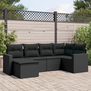 Prolenta Premium - Salon De Jardin 6 Pcs Avec Coussins Noir R&eacute;sine Tress&eacute;e - Neuf