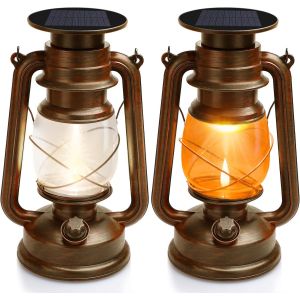 Lanterne Solaire Ext&eacute;rieure, 2 Pi&egrave;ces Lampe Tempete Solaire, Lanterne Solaire Jardin, Lampe Tempete Led,Deux Modes D'&eacute;clairage,Lanterne Decorative &Eacute;tanches Pour Le Porche,Terrasse,Cour,Jardin,Campin - Neuf